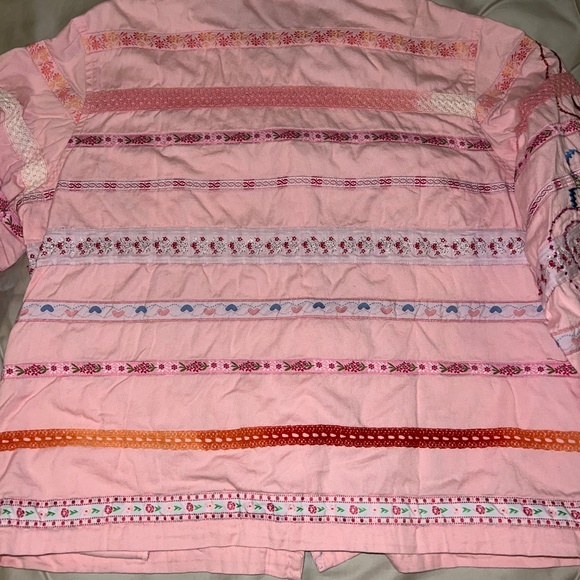 Vintage y2k Tantrums pink cotton embroidered and beaded button-down shirt jacket - Picture 3 of 4